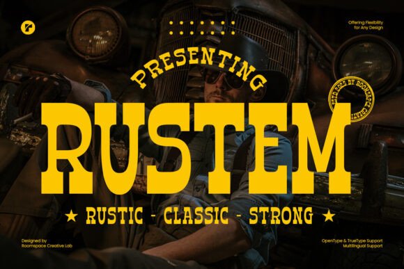 Rustem Font: Bold Wild West Serif for Designers